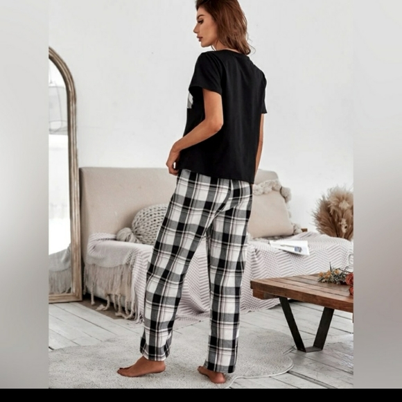 Black & White Buffalo Plaid Sleepwear Set - Picture 6 of 6